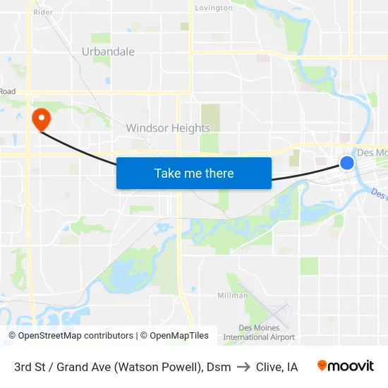 3rd St / Grand Ave (Watson Powell), Dsm to Clive, IA map