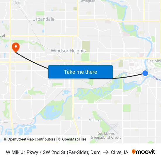 W Mlk Jr Pkwy / SW 2nd St (Far-Side), Dsm to Clive, IA map