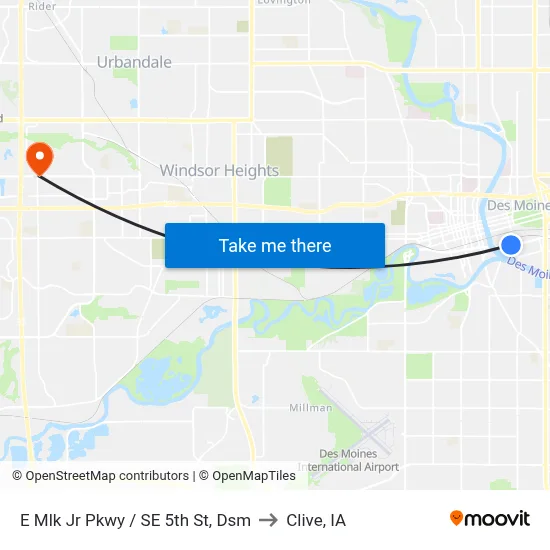 E Mlk Jr Pkwy / SE 5th St, Dsm to Clive, IA map