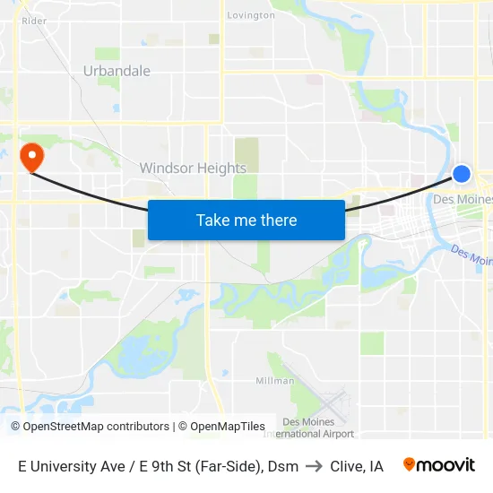 E University Ave / E 9th St (Far-Side), Dsm to Clive, IA map