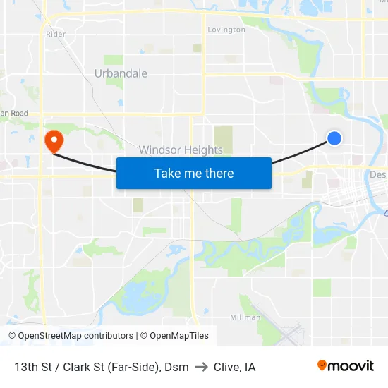 13th St / Clark St (Far-Side), Dsm to Clive, IA map