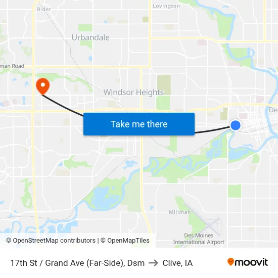 17th St / Grand Ave (Far-Side), Dsm to Clive, IA map