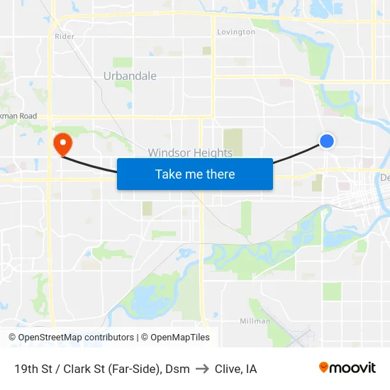 19th St / Clark St (Far-Side), Dsm to Clive, IA map