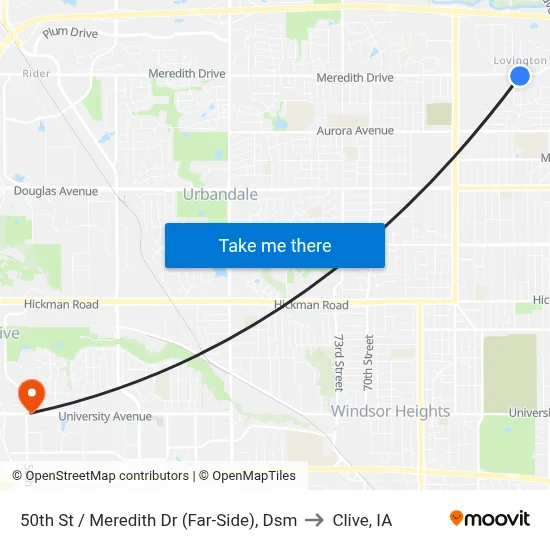 50th St / Meredith Dr (Far-Side), Dsm to Clive, IA map