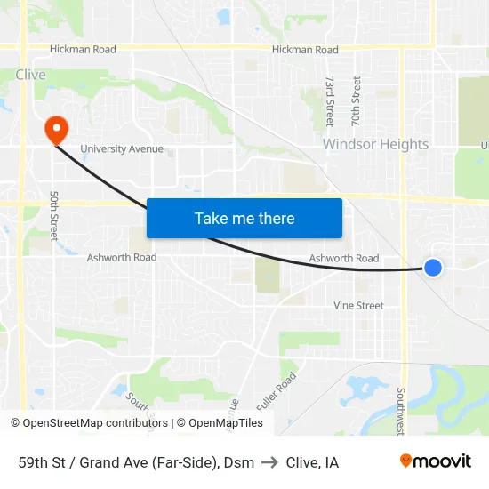 59th St / Grand Ave (Far-Side), Dsm to Clive, IA map