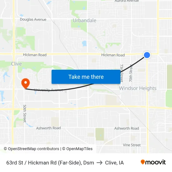 63rd St / Hickman Rd (Far-Side), Dsm to Clive, IA map