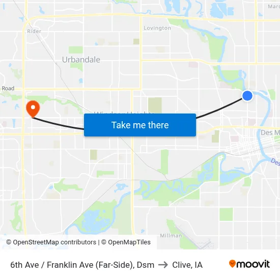 6th Ave / Franklin Ave (Far-Side), Dsm to Clive, IA map