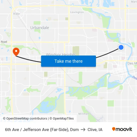 6th Ave / Jefferson Ave (Far-Side), Dsm to Clive, IA map