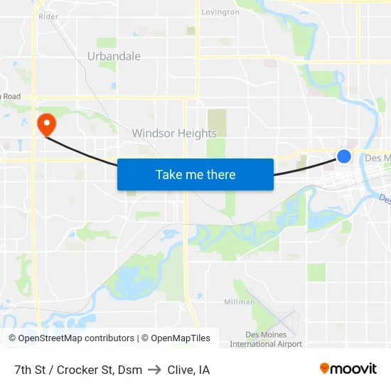 7th St / Crocker St, Dsm to Clive, IA map