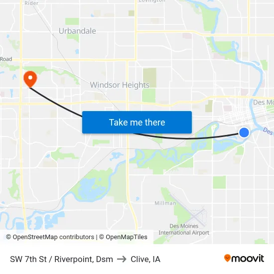 SW 7th St / Riverpoint, Dsm to Clive, IA map