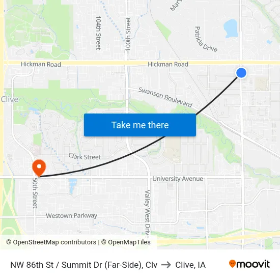 NW 86th St / Summit Dr (Far-Side), Clv to Clive, IA map