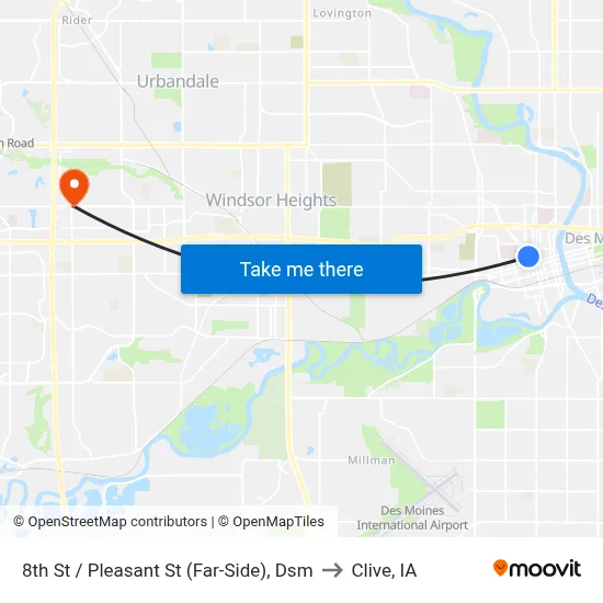 8th St / Pleasant St (Far-Side), Dsm to Clive, IA map