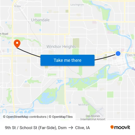9th St / School St (Far-Side), Dsm to Clive, IA map