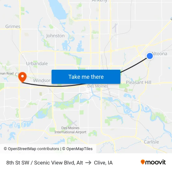8th St SW / Scenic View Blvd, Alt to Clive, IA map