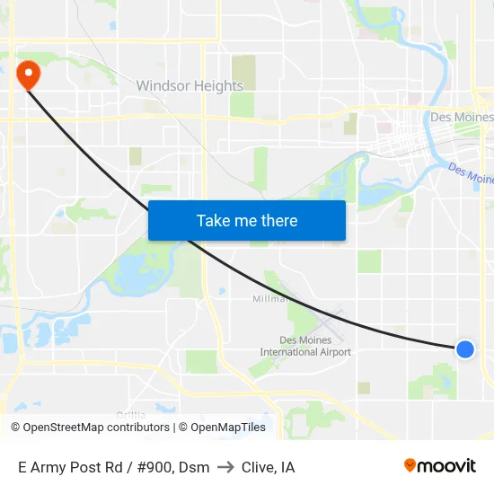 E Army Post Rd / #900, Dsm to Clive, IA map