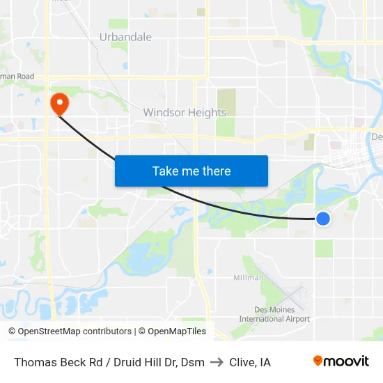 Thomas Beck Rd / Druid Hill Dr, Dsm to Clive, IA map