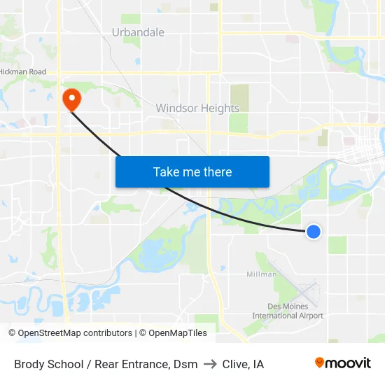 Brody School / Rear Entrance, Dsm to Clive, IA map