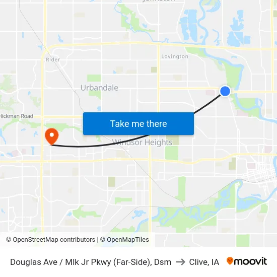 Douglas Ave / Mlk Jr Pkwy (Far-Side), Dsm to Clive, IA map
