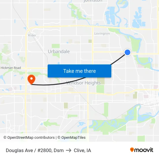 Douglas Ave / #2800, Dsm to Clive, IA map