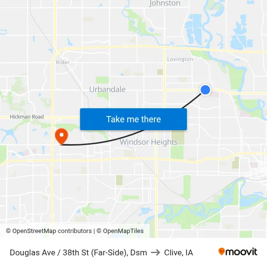 Douglas Ave / 38th St (Far-Side), Dsm to Clive, IA map