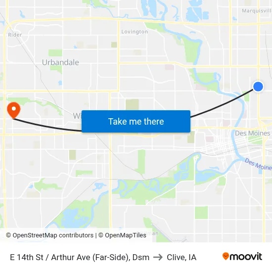 E 14th St / Arthur Ave (Far-Side), Dsm to Clive, IA map