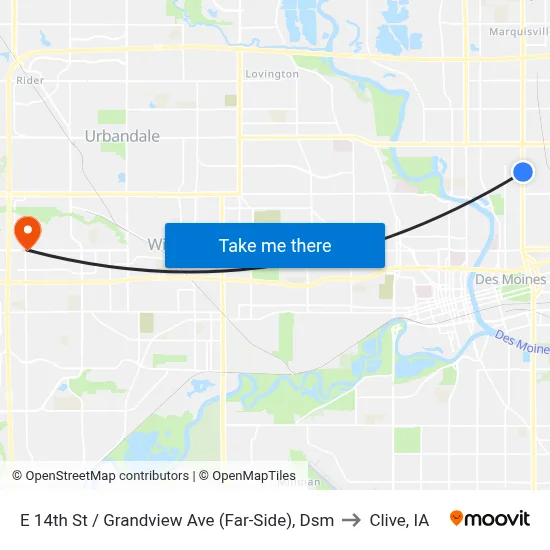 E 14th St / Grandview Ave (Far-Side), Dsm to Clive, IA map