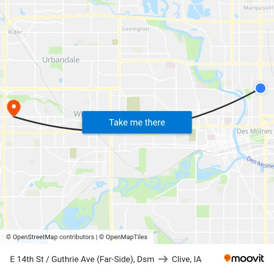 E 14th St / Guthrie Ave (Far-Side), Dsm to Clive, IA map