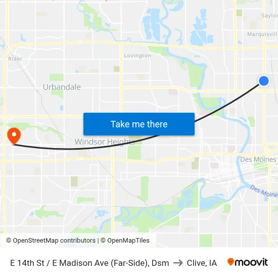 E 14th St / E Madison Ave (Far-Side), Dsm to Clive, IA map