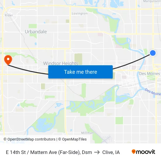 E 14th St / Mattern Ave (Far-Side), Dsm to Clive, IA map