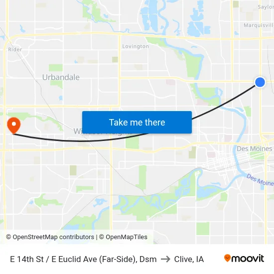 E 14th St / E Euclid Ave (Far-Side), Dsm to Clive, IA map
