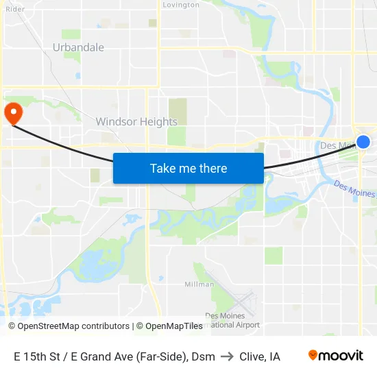 E 15th St / E Grand Ave (Far-Side), Dsm to Clive, IA map