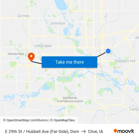 E 29th St / Hubbell Ave (Far-Side), Dsm to Clive, IA map