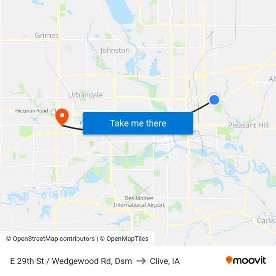 E 29th St / Wedgewood Rd, Dsm to Clive, IA map