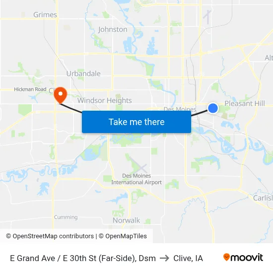 E Grand Ave / E 30th St (Far-Side), Dsm to Clive, IA map
