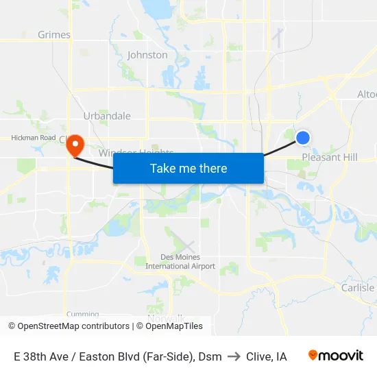 E 38th Ave / Easton Blvd (Far-Side), Dsm to Clive, IA map