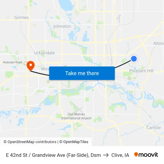 E 42nd St / Grandview Ave (Far-Side), Dsm to Clive, IA map