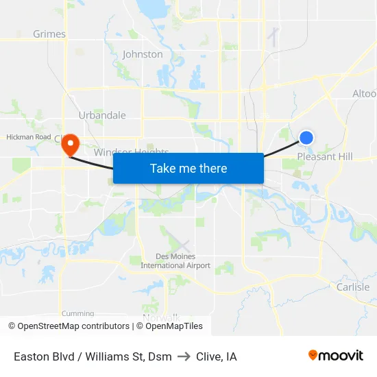Easton Blvd / Williams St, Dsm to Clive, IA map