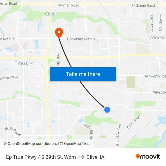 Ep True Pkwy / S 29th St, Wdm to Clive, IA map