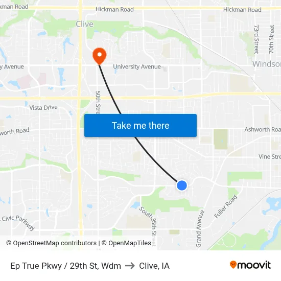 Ep True Pkwy / 29th St, Wdm to Clive, IA map