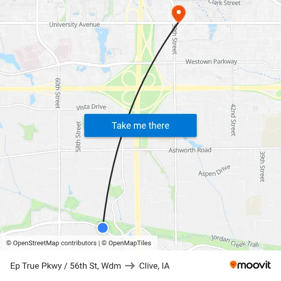 Ep True Pkwy / 56th St, Wdm to Clive, IA map
