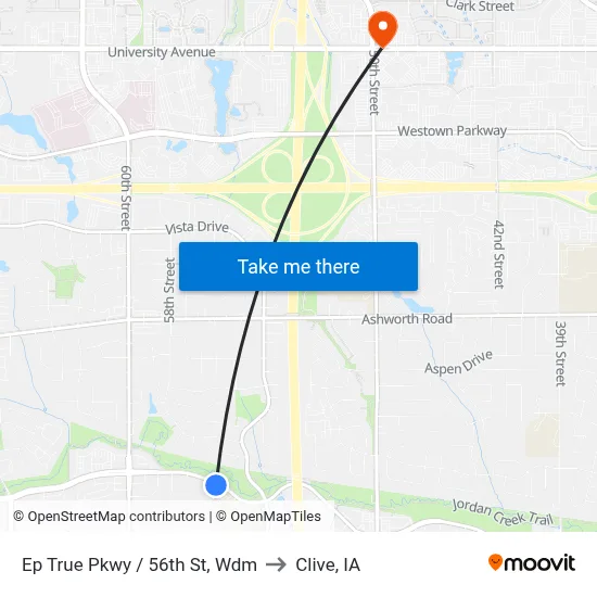 Ep True Pkwy / 56th St, Wdm to Clive, IA map