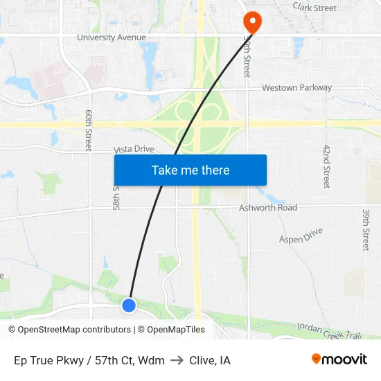 Ep True Pkwy / 57th Ct, Wdm to Clive, IA map