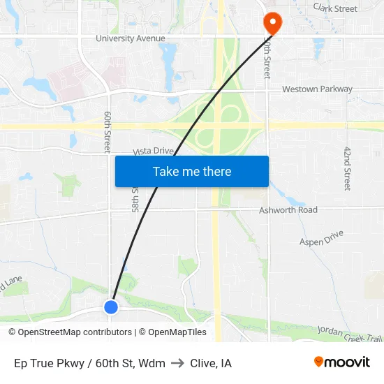 Ep True Pkwy / 60th St, Wdm to Clive, IA map