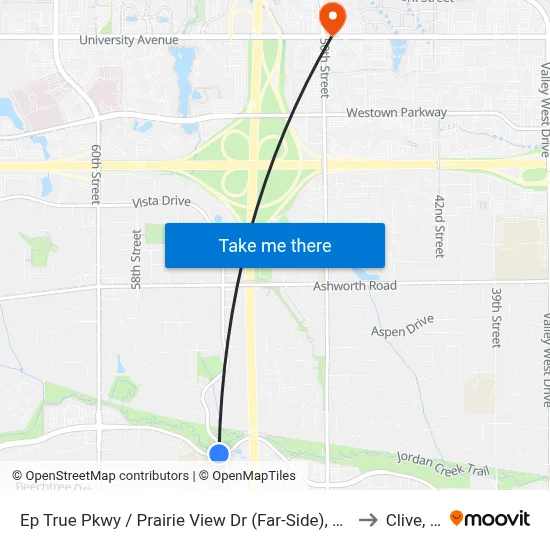 Ep True Pkwy / Prairie View Dr (Far-Side), Wdm to Clive, IA map