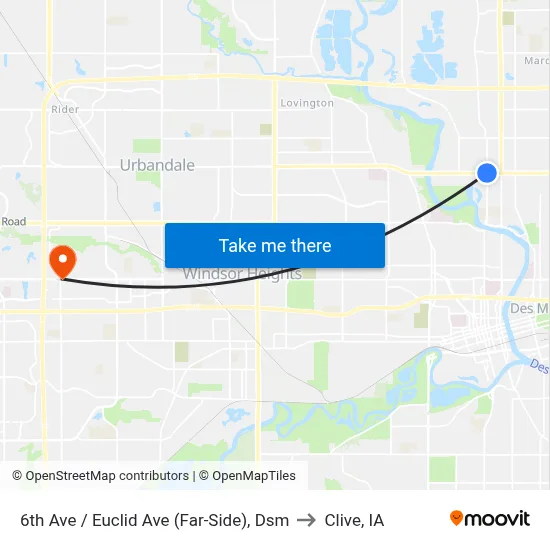 6th Ave / Euclid Ave (Far-Side), Dsm to Clive, IA map