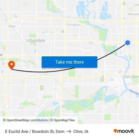 E Euclid Ave / Bowdoin St, Dsm to Clive, IA map