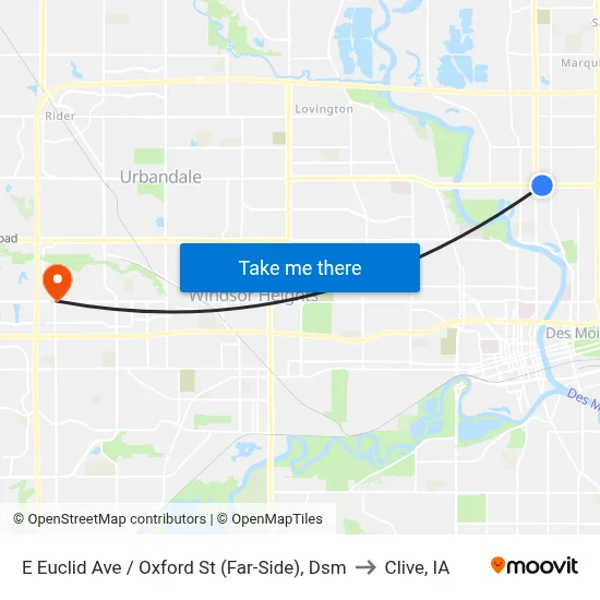 E Euclid Ave / Oxford St (Far-Side), Dsm to Clive, IA map