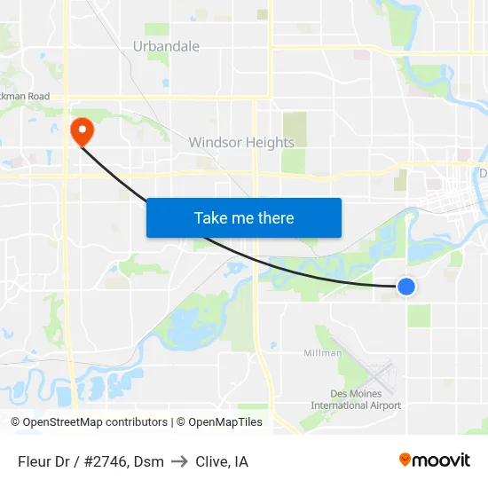 Fleur Dr / #2746, Dsm to Clive, IA map