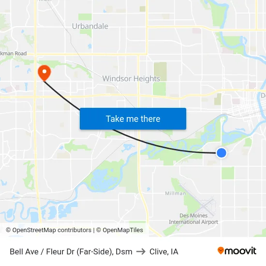 Bell Ave / Fleur Dr (Far-Side), Dsm to Clive, IA map