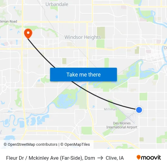 Fleur Dr / Mckinley Ave (Far-Side), Dsm to Clive, IA map